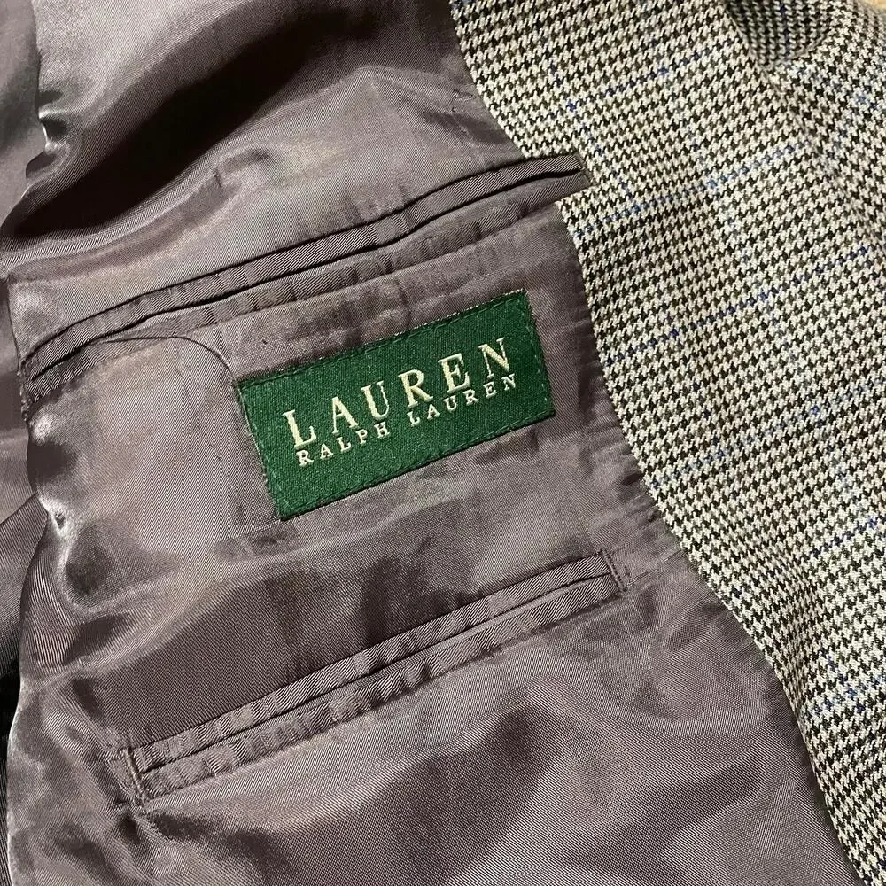 Lauren Ralph Lauren Blazer Mens 42R Houndstooth Sport Coat Classic Suit Jacket